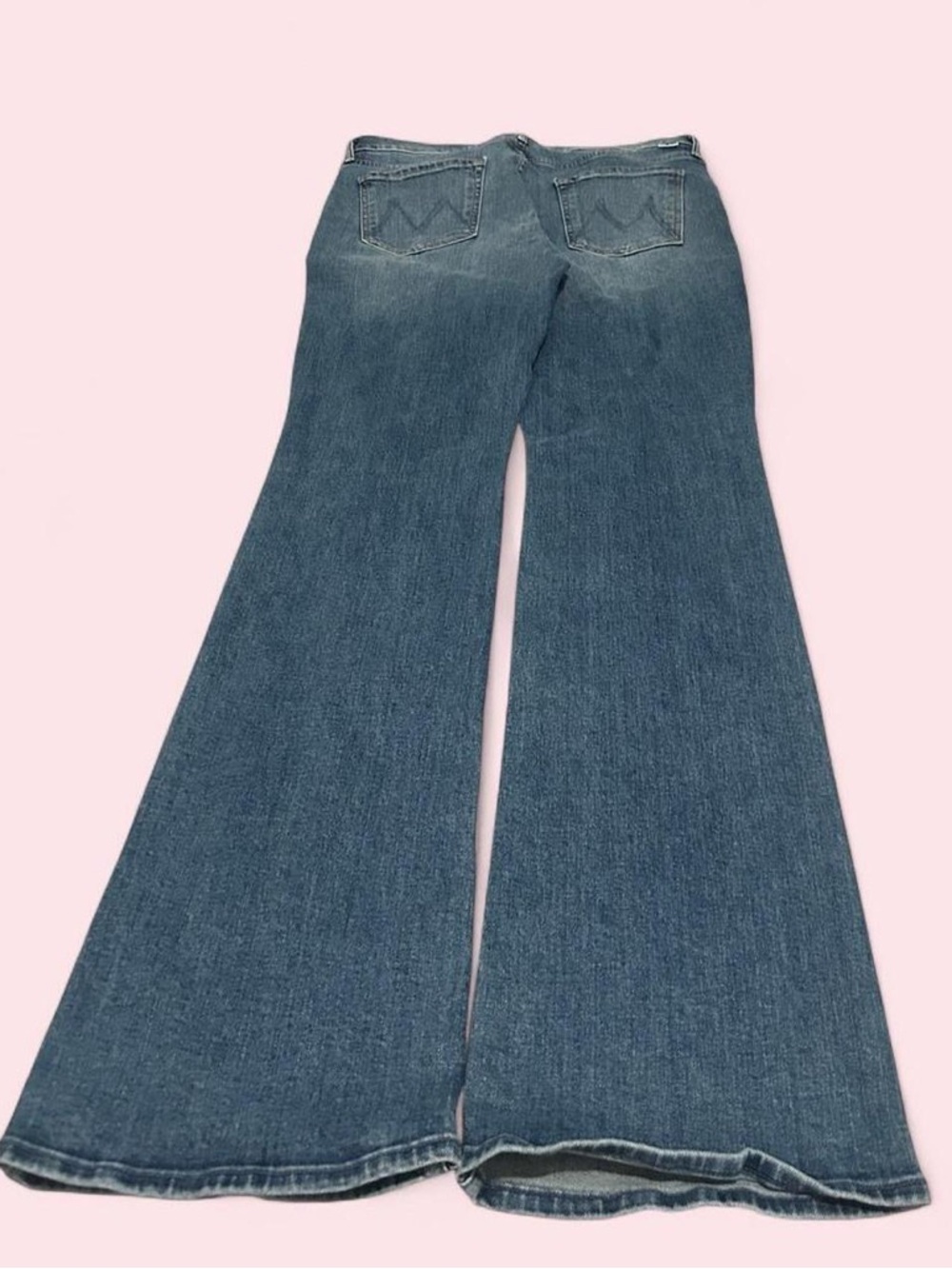 Mother Blue Flared Wide-Leg Jeans